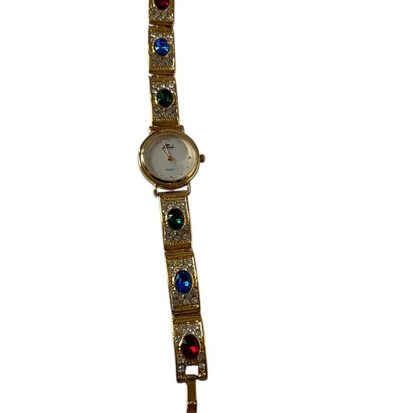 Faberge Gold Watch with Colorful Rhinestones - Picture 2 of 8